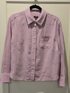 Talbots Lavender Linen Button-Down Shirt